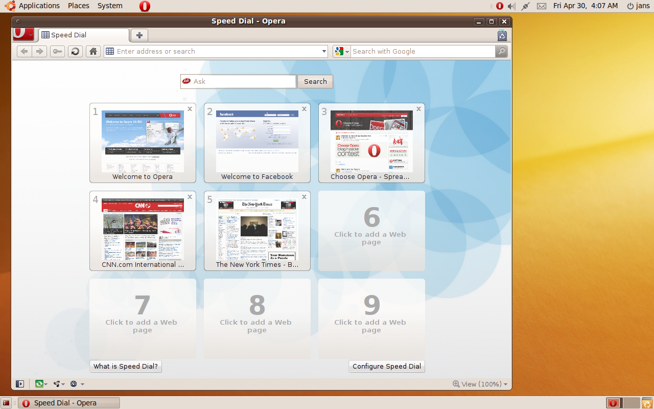 Opera 10.53 unter Gnome