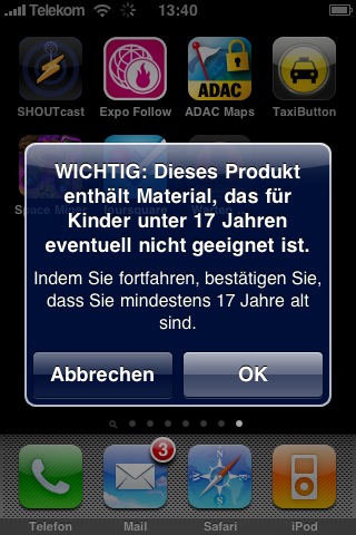 Altersnachfrage bei der Installation von Opera Mini 5