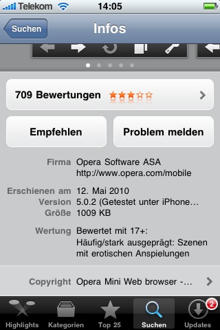 Opera Mini 5 im App Store