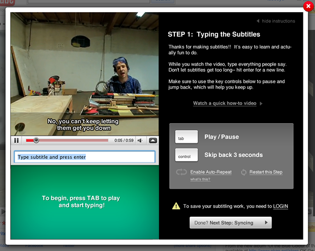 Untertitel-Widget in Arbeit