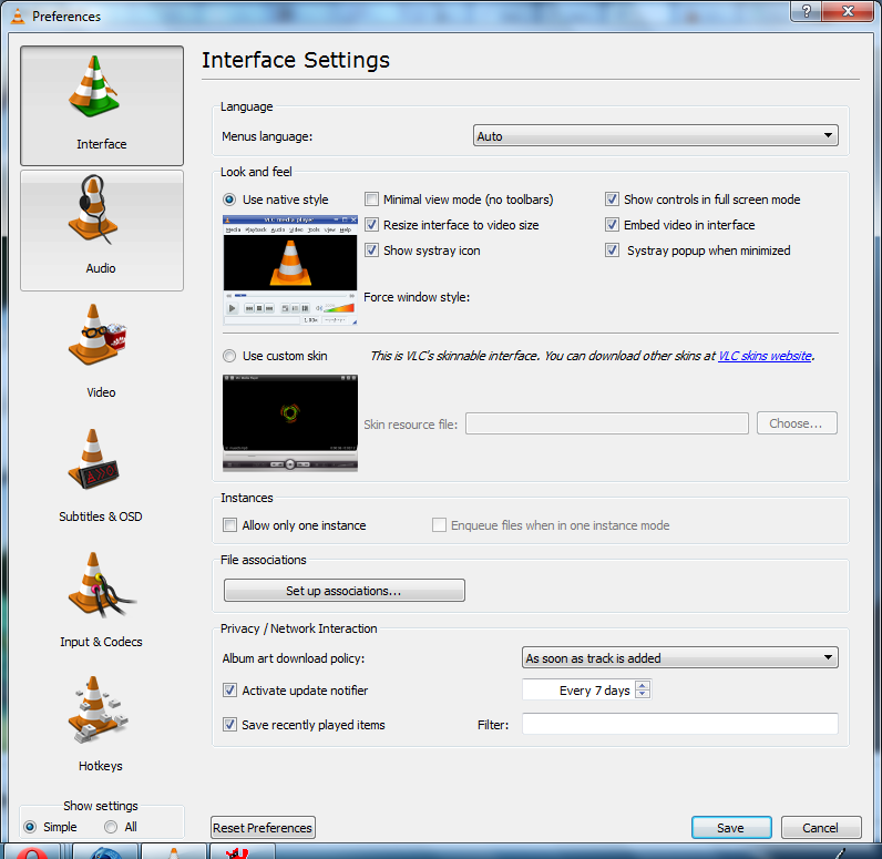 VLC 1.1.0-rc unter Windows 7