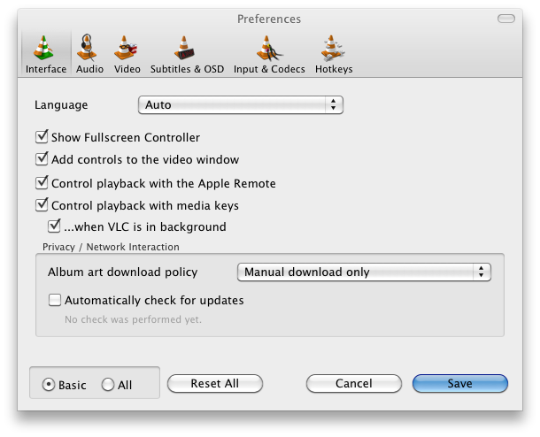 VLC 1.1.0-rc unter Mac OS X 10.6