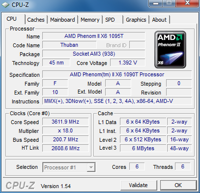 Phenom II X6 mit CPU-Z