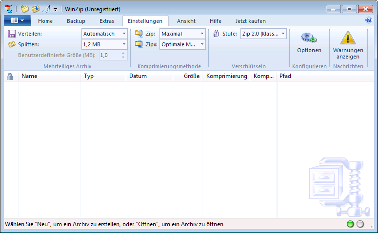 Winzip 14.5 - Einstellungen