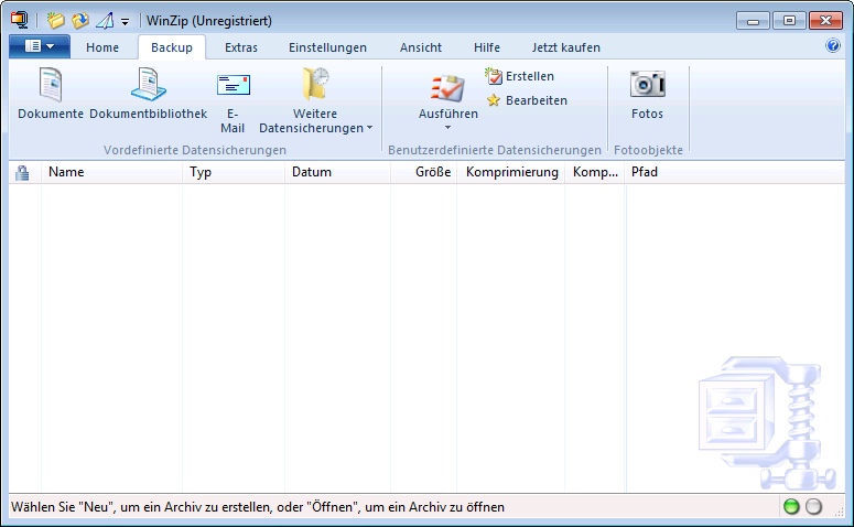 Winzip 14.5 - Backupfunktionen