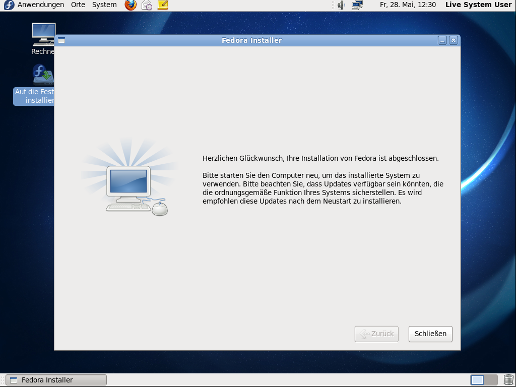 Die Installation von der Live-CD dauert nur wenige Minuten.