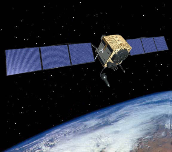 Satellit der Generation GPS-IIF im All (Grafik: US Air Force)