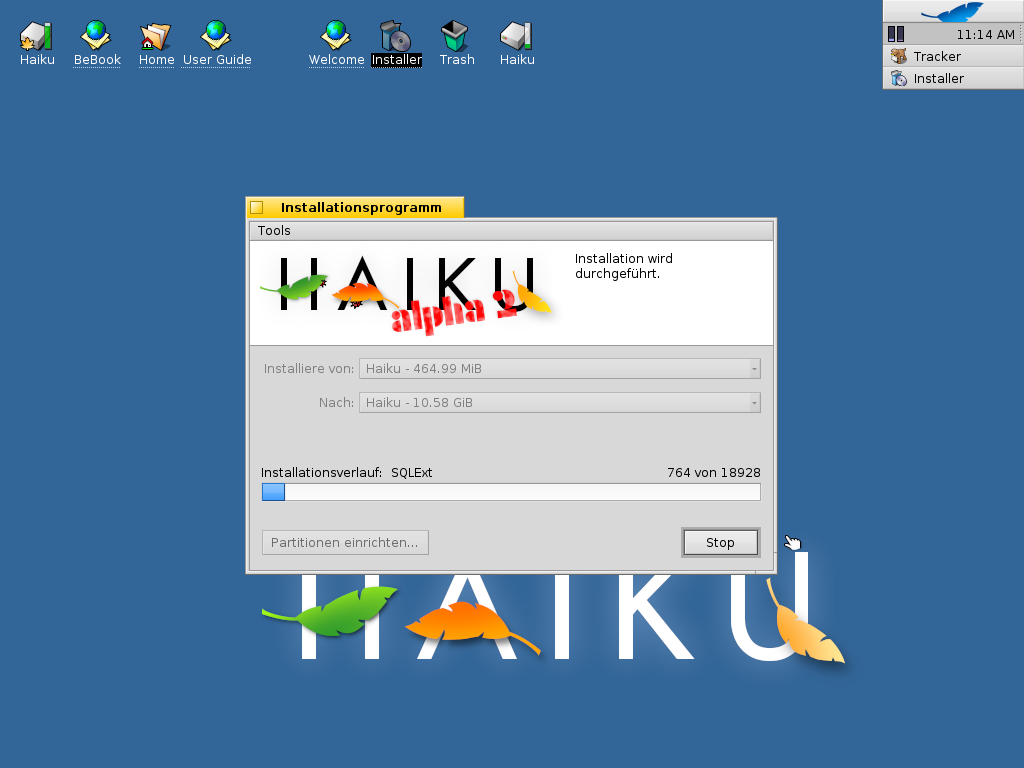 Die Installation ist in wenigen Minuten beendet.