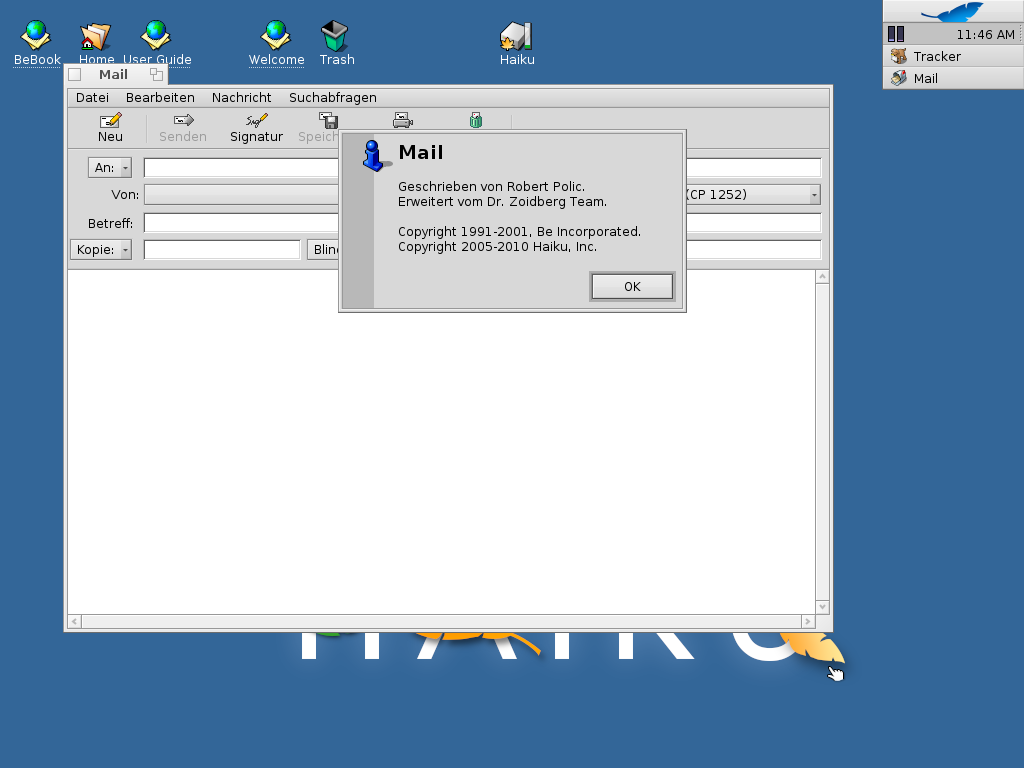 Das Mailprogramm stammt teilweise noch von BeOS.