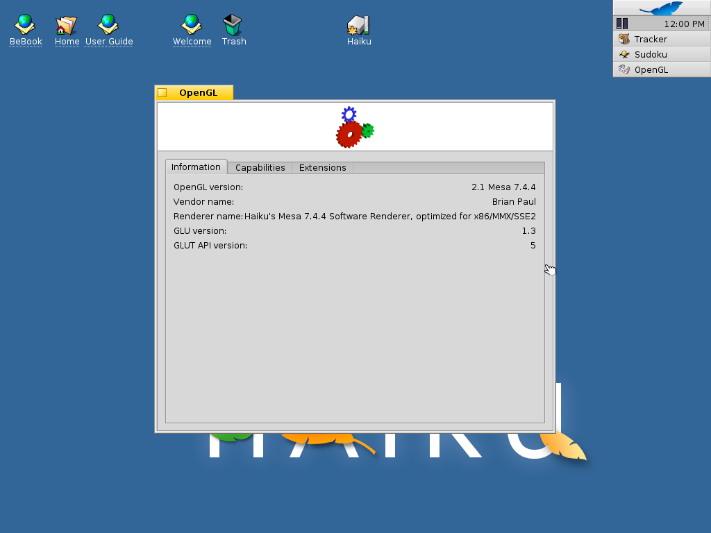 OpenGL ist dank Mesa integriert.