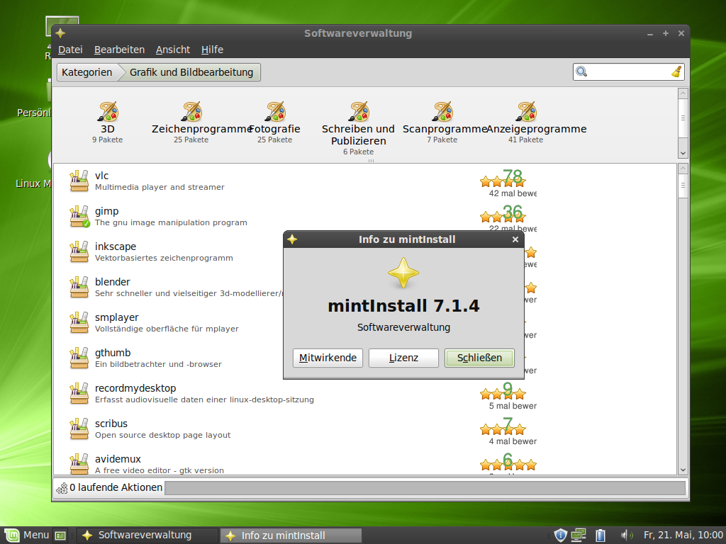 Weitere Anwendungen können über den Softwaremanager installiert werden.