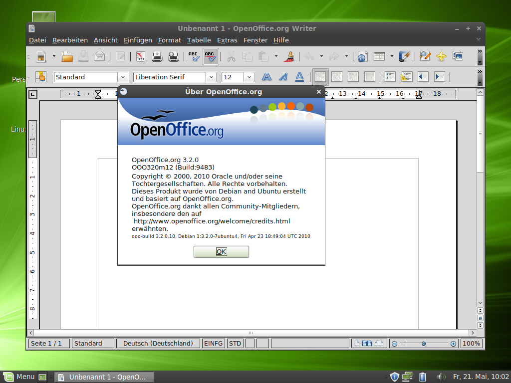 Das Büropaket Openoffice.org steht in Version 3.2 zur Verfügung.