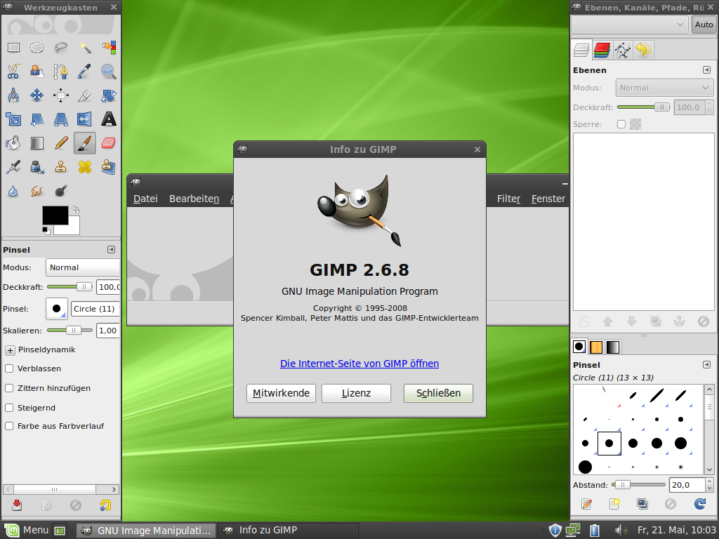 Gimp liegt in der Version 2.6 vor.