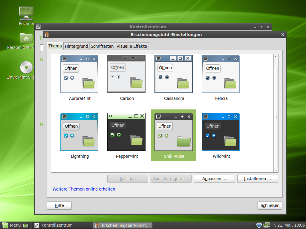 Linux Mint bringt zahlreiche eigene Themes mit.