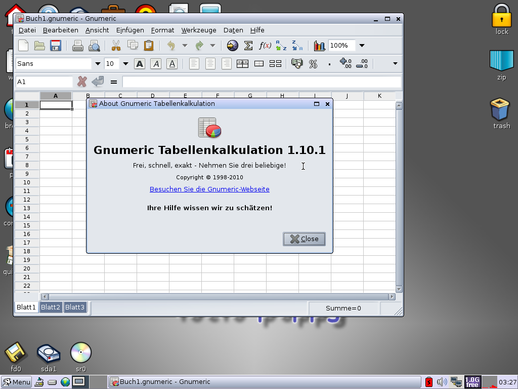 Die Tabellenkalkulation Gnumeric