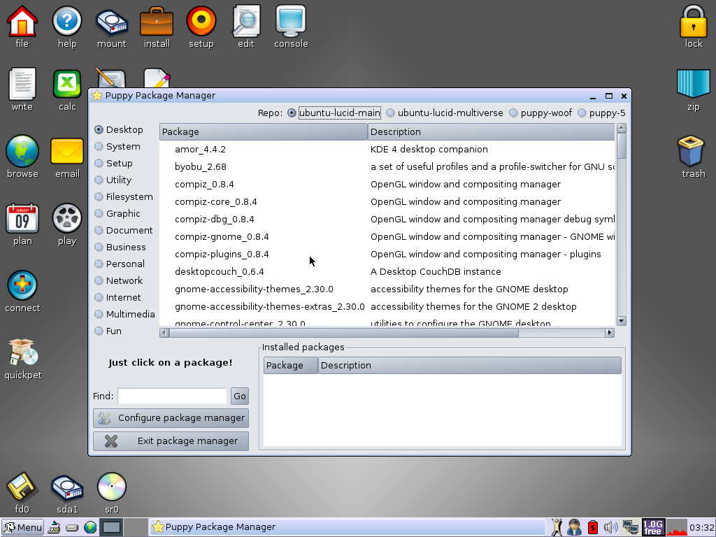Der Puppy Package Manager mit weiterer Software