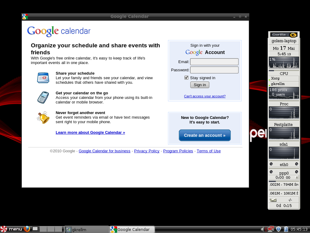 Auch Googles Onlinekalender läuft in einer Prism-Umgebung.