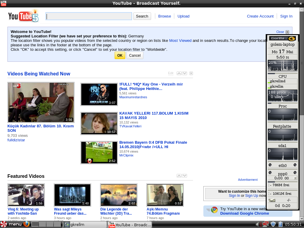 Auch an die Youtube-Webseite haben die Entwickler gedacht.