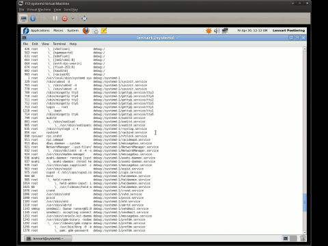 Auszug der Ausgabe von ps xaf -eo pid,user,args,cgroup