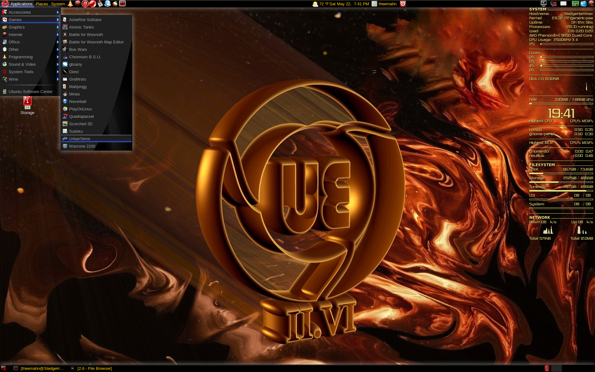 Das Spiele-Menü in Ultimate Edition 2.6 Gamers.
