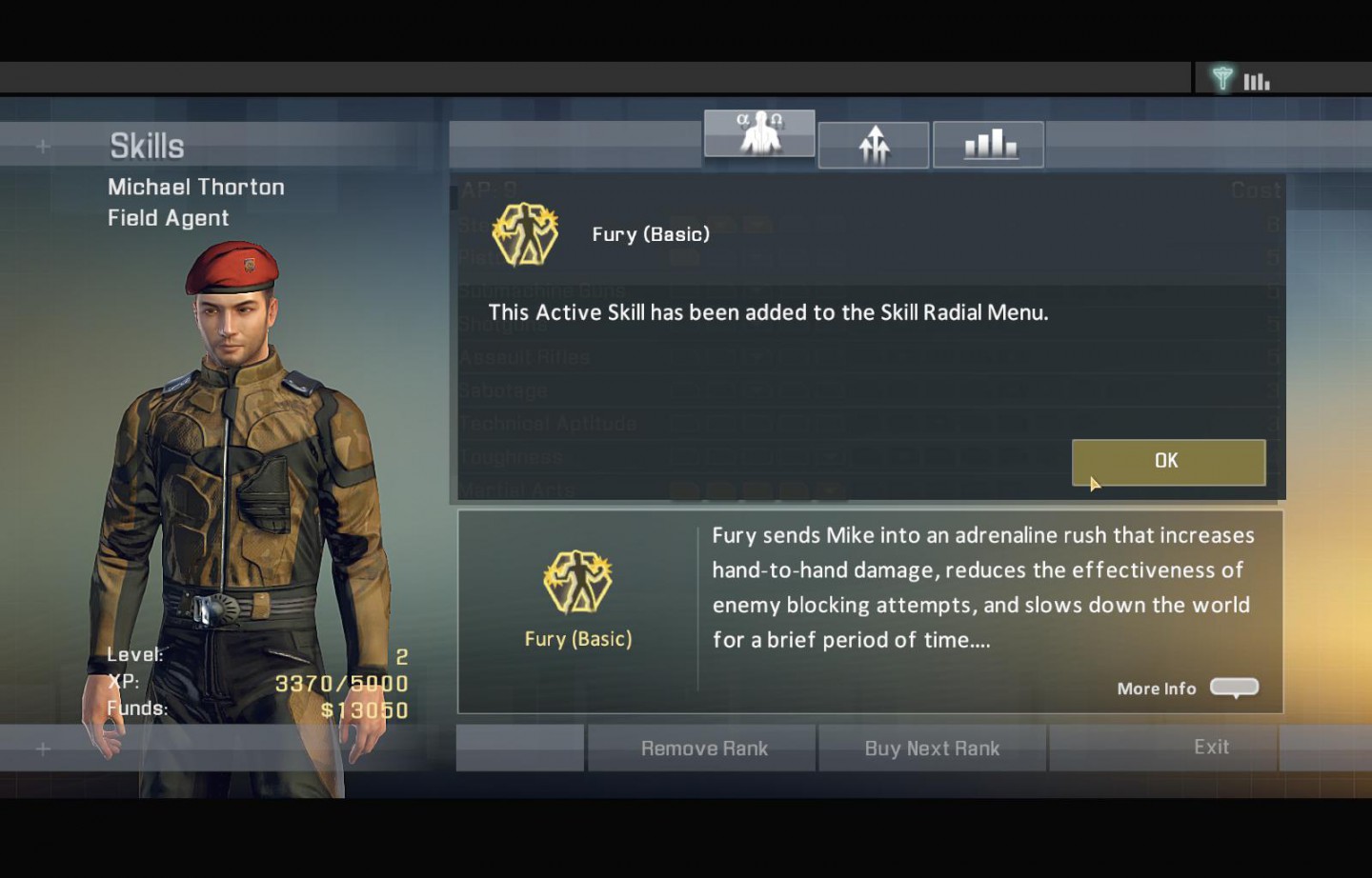 Nach und nach baut Thorton seine Fähigkeiten aus.