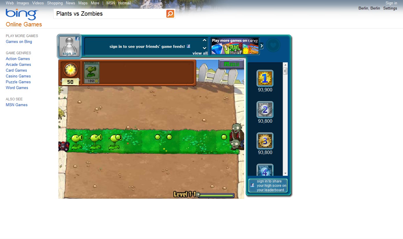 Bing - Spielefunktionen