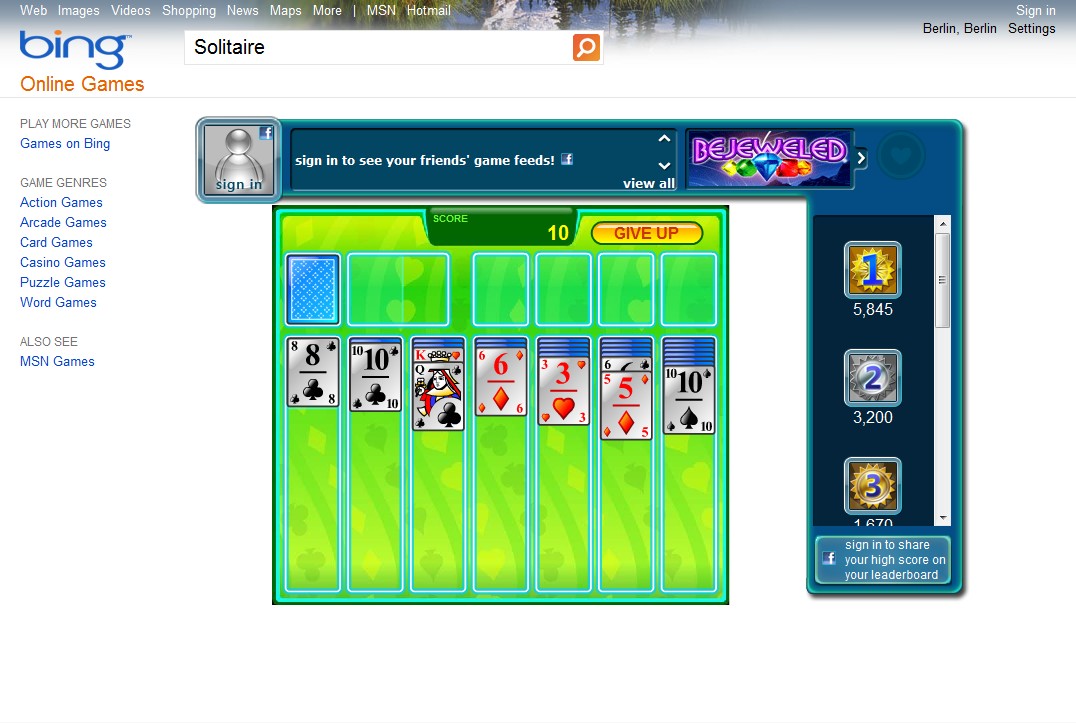 Bing - Spielefunktionen