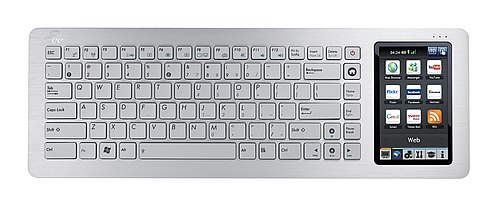 Tastatur aus Alu, rechts Touchscreen