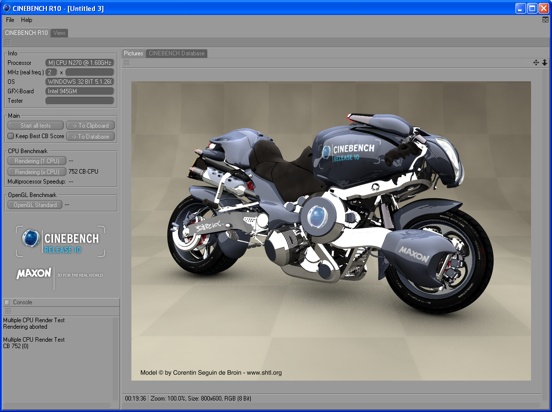 Nur 752 Punkte mit Cinebench