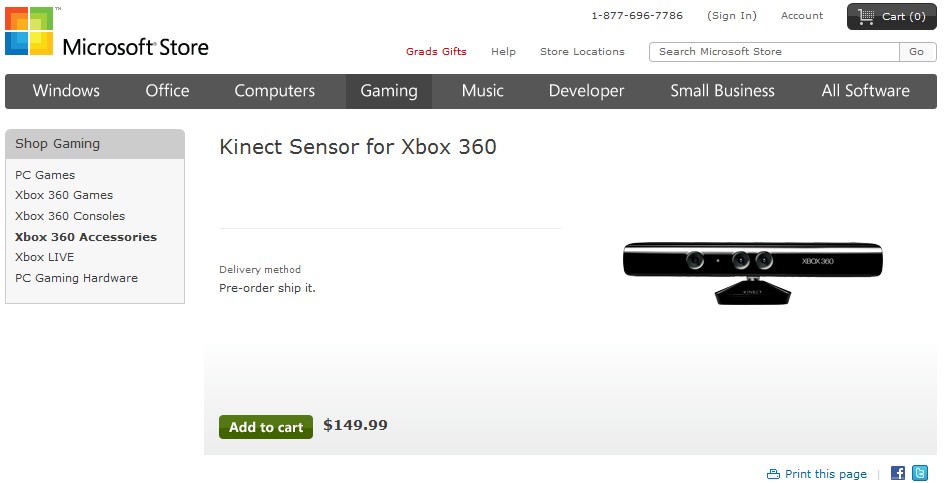 Kinect im US-Store von Microsoft