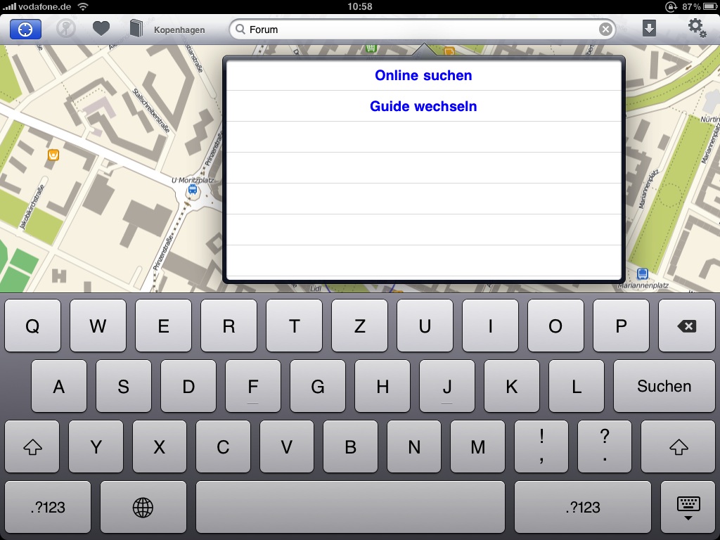 Suchen können online oder in sogenannten Guides durchgeführt werden.