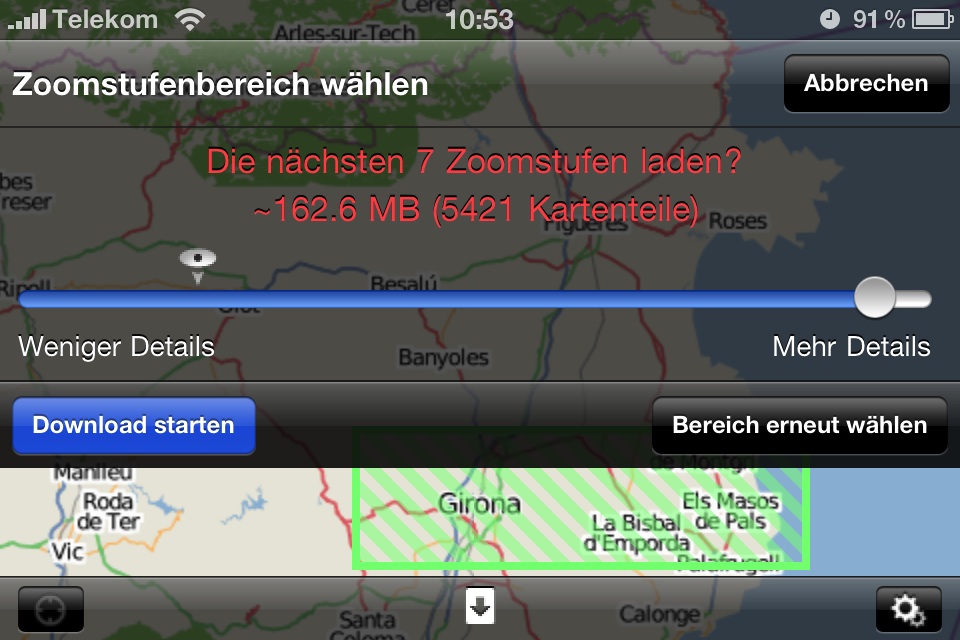 Im WLAN dürfen maximal 150 MByte in einem Rutsch heruntergeladen werden. Per Mobilfunk sogar nur 10 MByte.