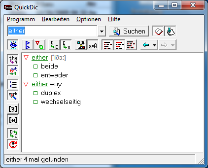 Praktischerweise lässt sich Quickdic aber auch auf dem Desktop festtackern. Mit dem Pin (Schaltfläche ganz rechts oben) bleibt die Anwendung immer im Vordergrund.