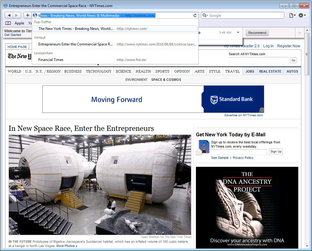 Safari 5 - verbesserte Autovervollständigung in der Adressleiste