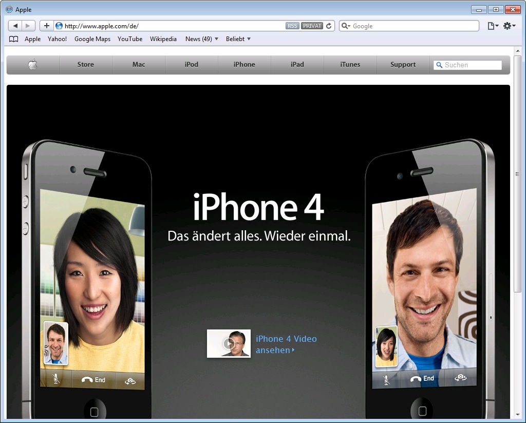 Safari 5 - eingeblendeter Privatmodus