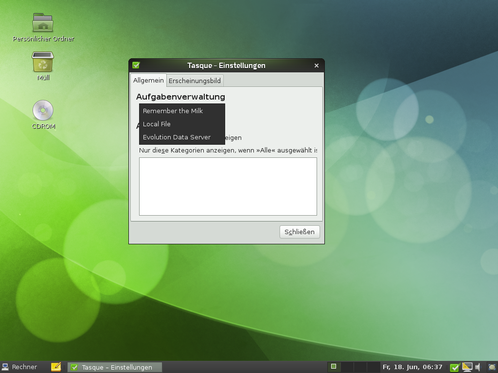 Tasque ist eine Benachrichtigungszentrale, die beispielsweise auf die PIM-Software Evolution zugreift.