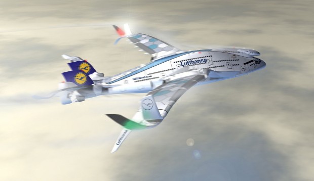 Viñals hat sich auch schon Gedanken gemacht, wie der Progress Eagle im Einsatz aussehen könnte - etwa im Design der Lufthansa, ...   (Bild: Oscar Viñals)