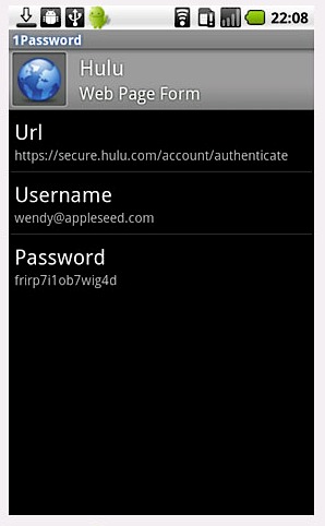 1Password für Android - Anzeige von Logindaten