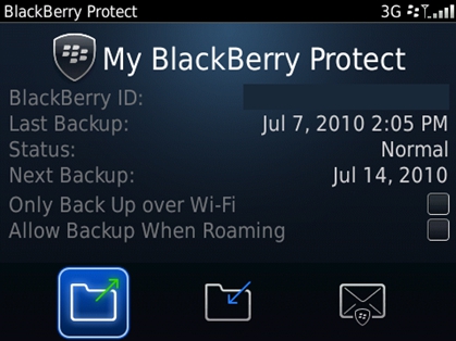 Blackberry Protect - Startbildschirm