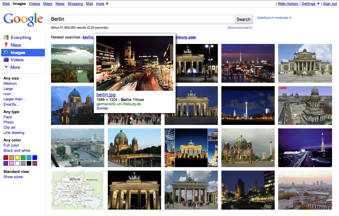 Googles Bildersuche mit mehr und größeren Bildern