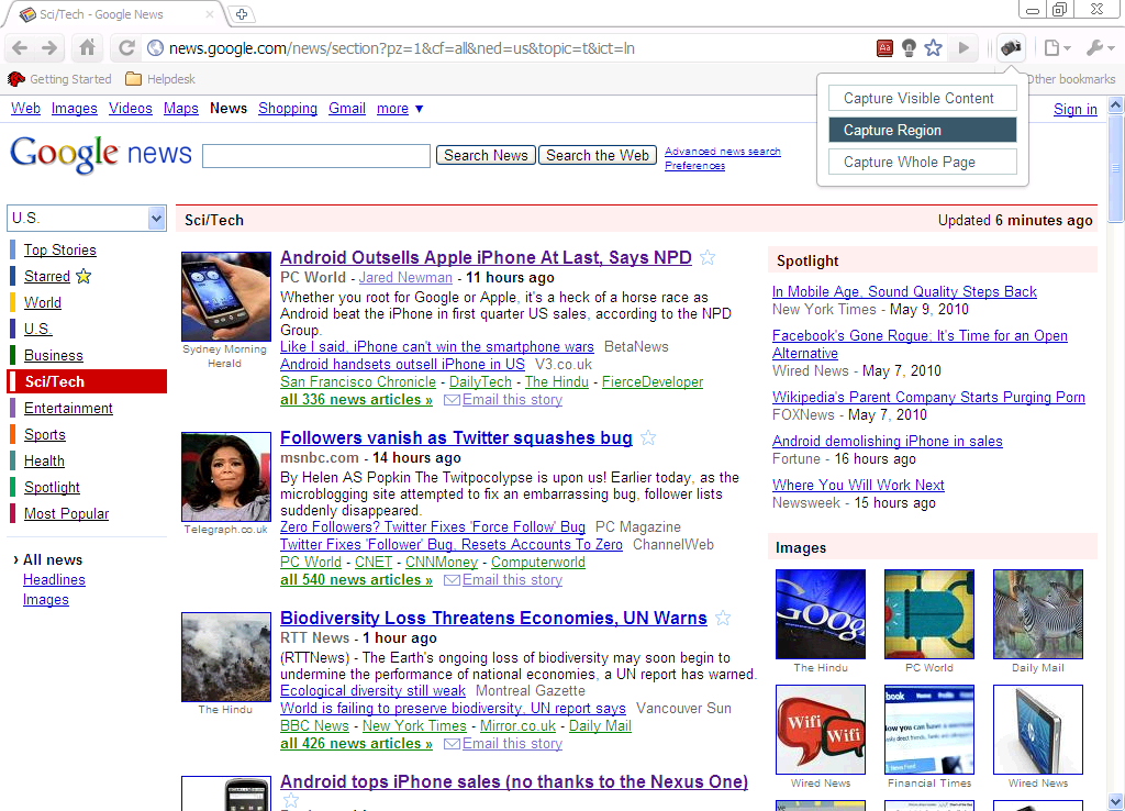 Google: Chrome-Erweiterung Screen Capture (oben rechts)