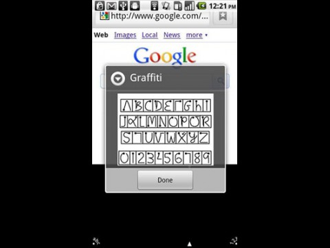 Graffiti-Eingabe f&uuml;r Buchstaben&uuml;bersicht