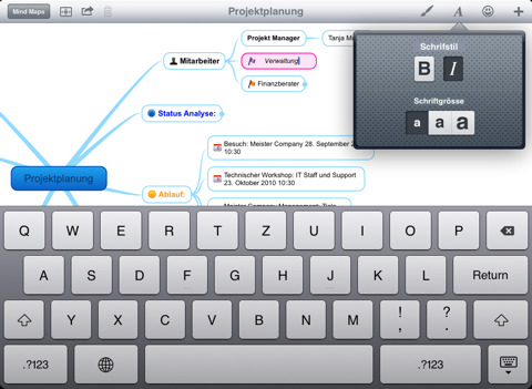Mindmeister iPad - Bearbeiten einer Mindmap