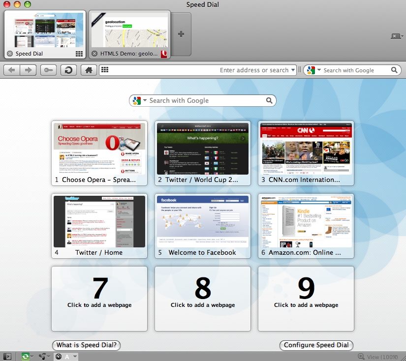Opera 10.60 mit Schnellwahl und Tabvorschau