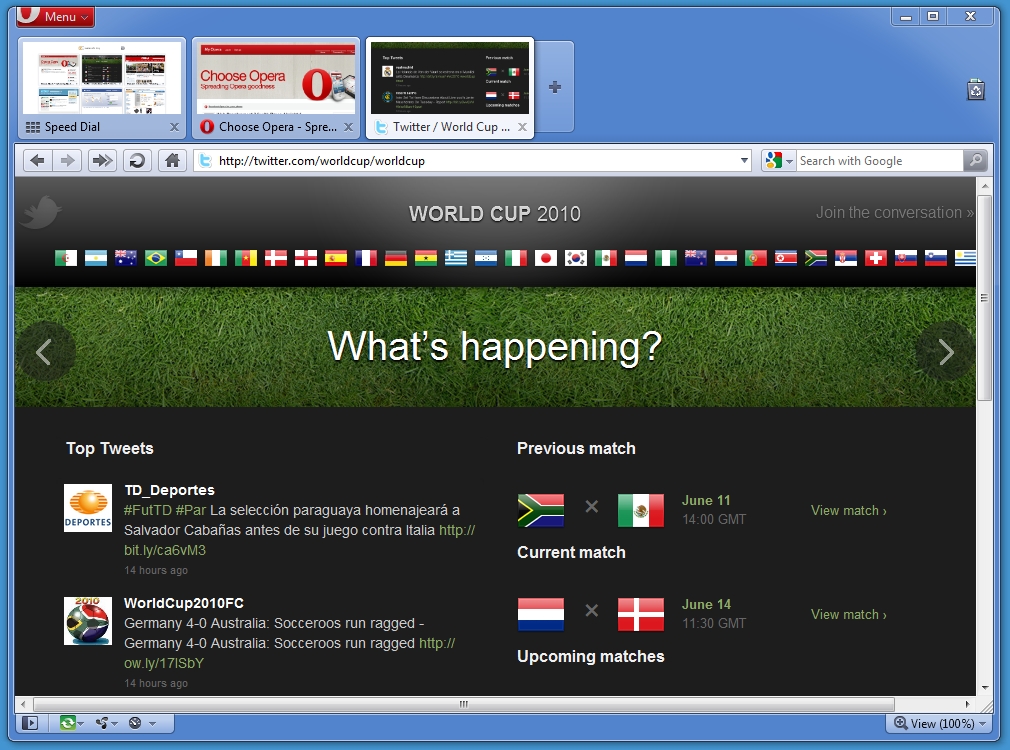 Opera 10.60 mit maximierter Tabvorschau