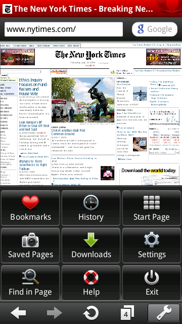 Opera Mobile 10.1 für S60 - Optionsdialog