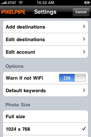 Pixelpipe - Einstellungen