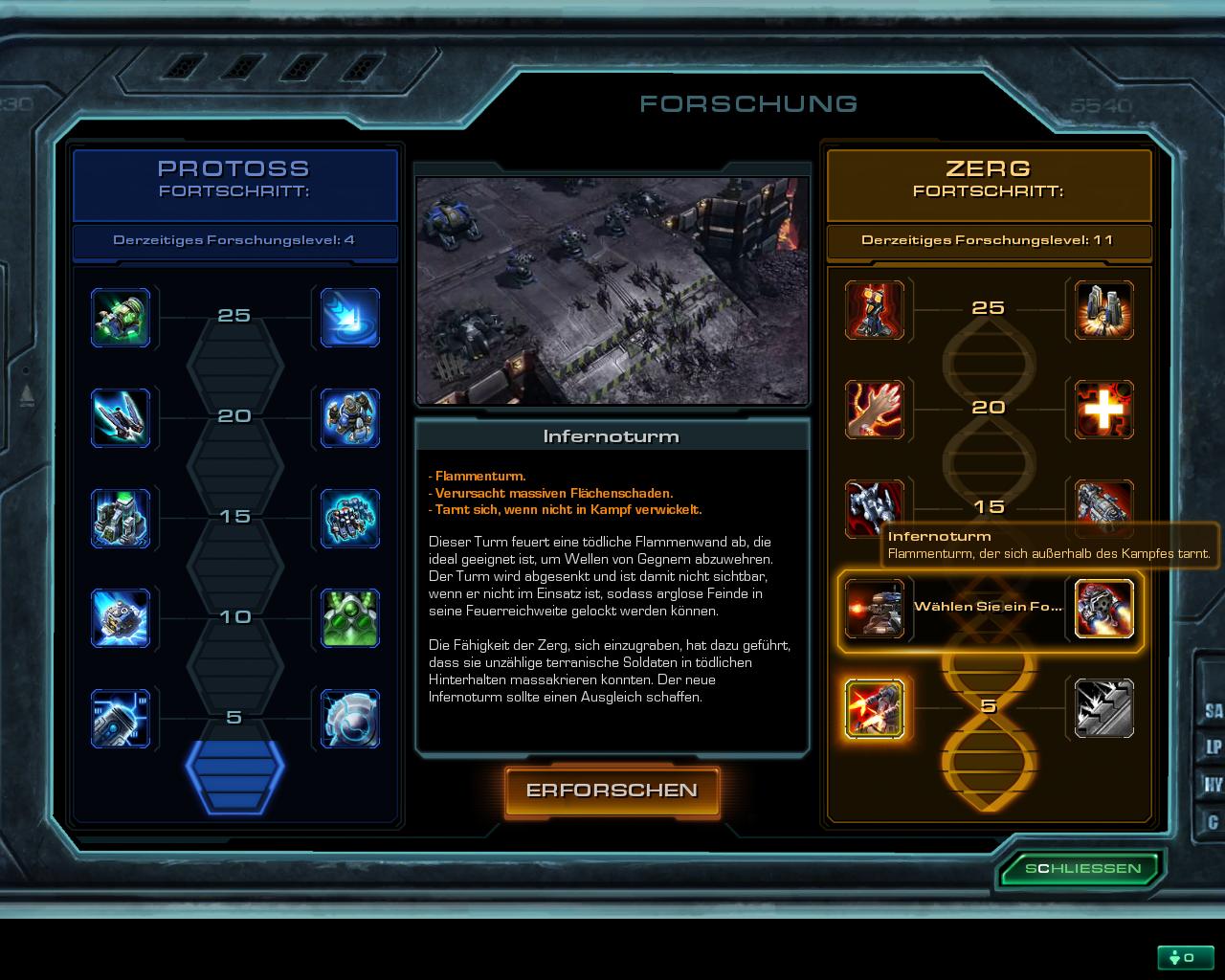 Im Labor lässt sich neue Protoss- oder Zerg-Technologie erforschen.