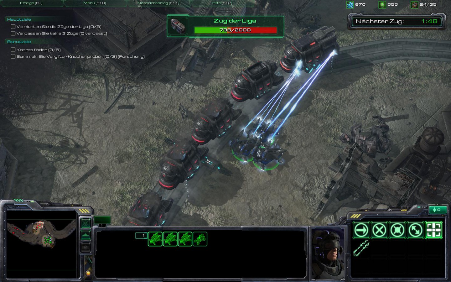 Der Balken zeigt an, wie weit ein besonderer Gegner schon zerstört ist.