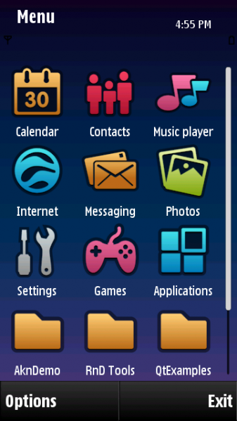 Fresh-Theme von Symbian 3 - Programmauswahl